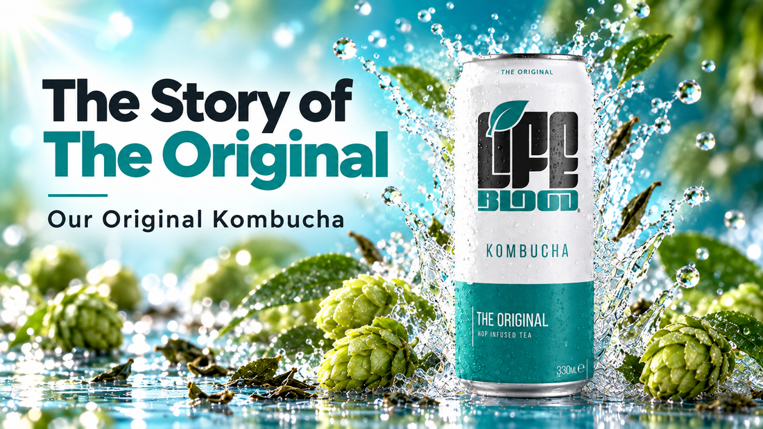 Life Blood The Original kombucha can, brewed with Citra hops