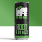 Life Blood Root Ginger Beer 330ml can made with real ginger, front of pack