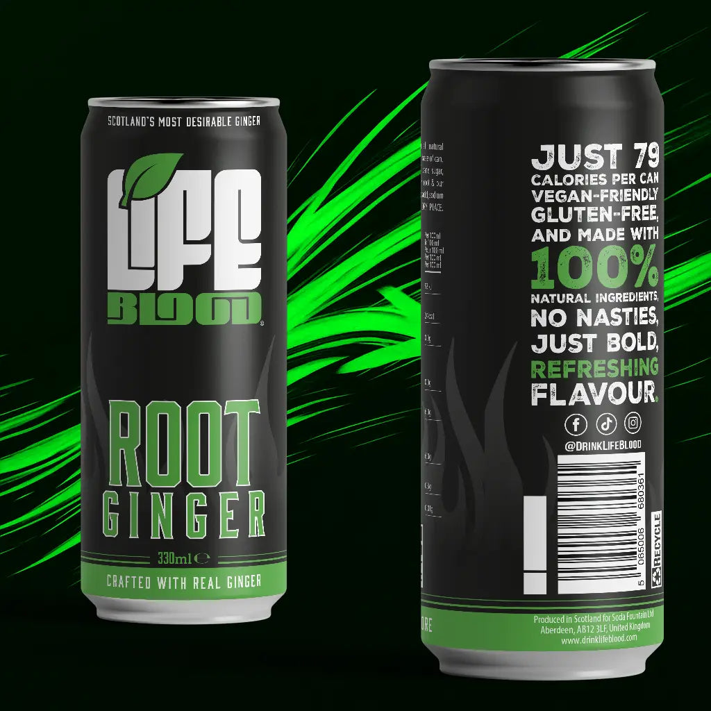 Life Blood Root Ginger Beer 330ml can, product reveal shot